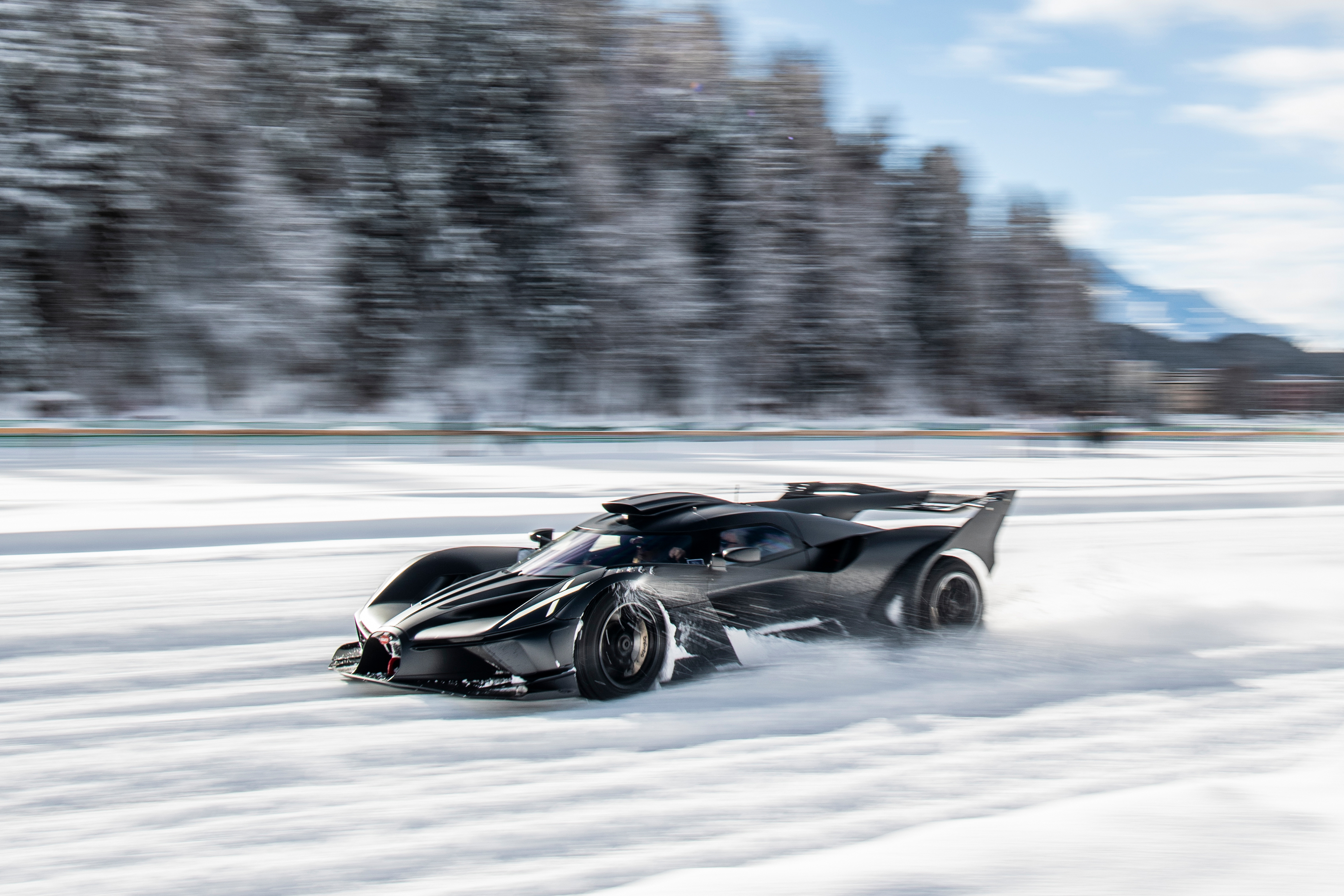 Three unique examples of the Bugatti Bolide offered an unprecedented showcase on the frozen lake in St. Moritz.